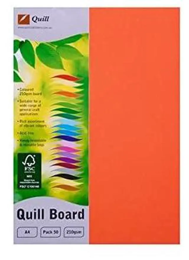 Main image of Quill A4 XL Mulitboard - 210gsm Orange 50Pk