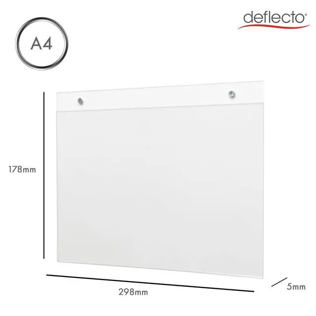 Alt view image 2 of 7 - Deflecto A4 Landscape Wall Sign Holder - A4 Sign Holder - A4 Wall Mounted Document Holder - Poster Holder - Advertising Board Wall Display - Wall Mounted Letter Board Sign - Wall Message Board