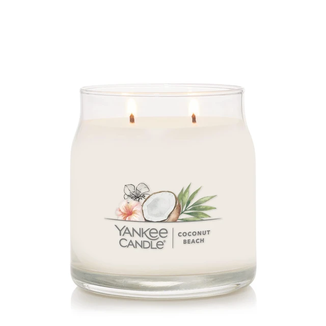 Alt view image 2 of 5 - Yankee Candle Coconut Beach Scented Signature 13oz Medium Jar 2-Wick Candle Over 35 Hours of Burn Time