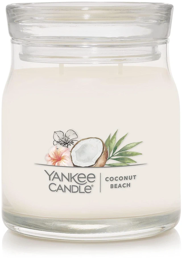 Main image of Yankee Candle Coconut Beach Scented Signature 13oz Medium Jar 2-Wick Candle Over 35 Hours of Burn Time