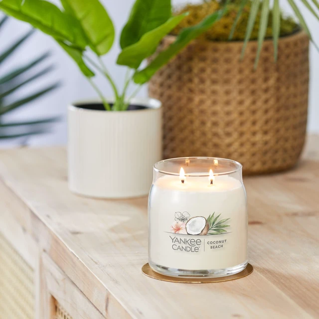 Alt view image 4 of 5 - Yankee Candle Coconut Beach Scented Signature 13oz Medium Jar 2-Wick Candle Over 35 Hours of Burn Time