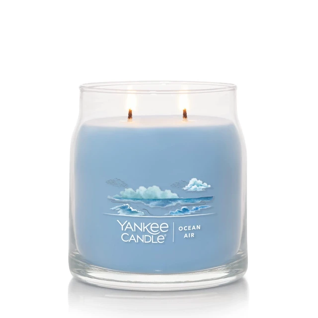 Alt view image 2 of 4 - Yankee Candle Ocean Air Scented Signature 13oz Medium Jar 2-Wick Candle Over 35 Hours of Burn Time