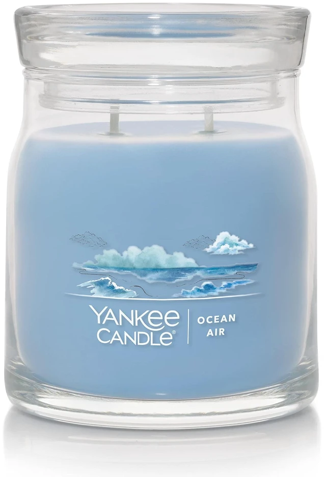 Main image of Yankee Candle Ocean Air Scented Signature 13oz Medium Jar 2-Wick Candle Over 35 Hours of Burn Time