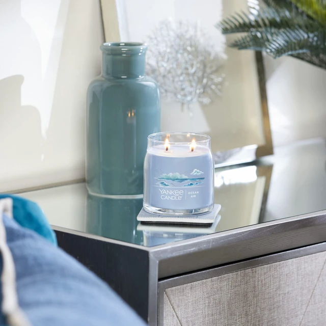 Alt view image 4 of 4 - Yankee Candle Ocean Air Scented Signature 13oz Medium Jar 2-Wick Candle Over 35 Hours of Burn Time