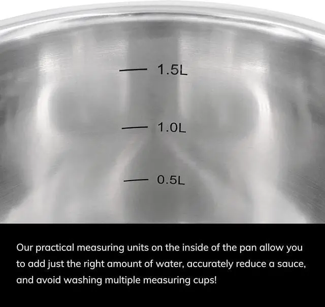 Alt view image 2 of 4 - SCANPAN Impact 3.5 qt. Saucepan with Lid - Made of Durable 18/10 Stainless Steel - Dishwasher & Oven Safe