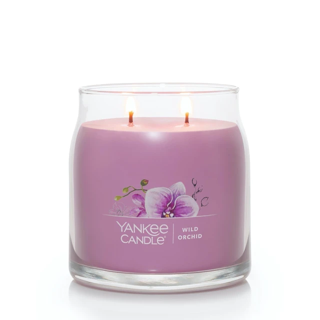 Alt view image 2 of 6 - Yankee Candle Wild Orchid Scented Signature 13oz Medium Jar 2-Wick Candle Over 35 Hours of Burn Time