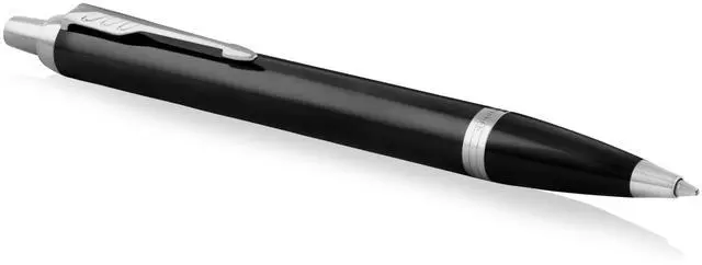 Main image of Parker IM Ballpoint Pen, Black Lacquer Chrome Trim with Medium Point Blue Ink Refill (1931665)