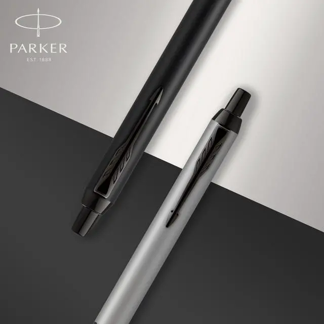 Alt view image 6 of 7 - Parker IM Ballpoint Pen, Black Lacquer Chrome Trim with Medium Point Blue Ink Refill (1931665)