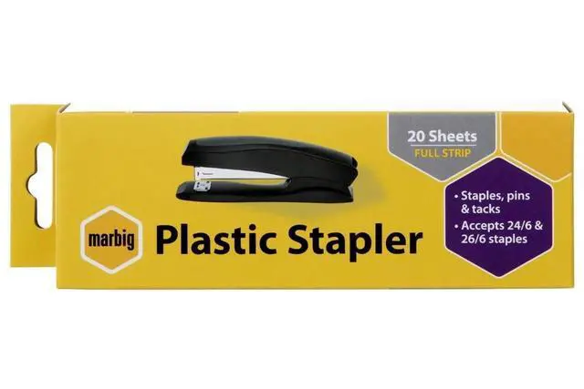 Alt view image 5 of 5 - Marbig Stapler F/Strip Plastic Black