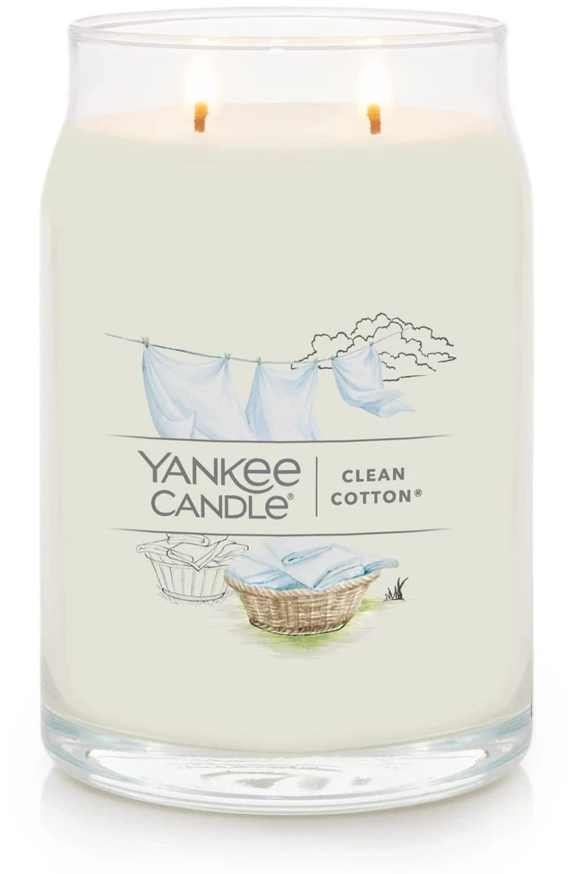Alt view image 2 of 4 - Yankee Candle Clean Cotton Scented Signature 20oz Large Jar 2-Wick Candle Over 60 Hours of Burn Time