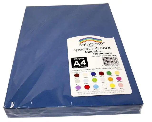 Alt view image 2 of 3 - Rainbow Spectrum 220Gsm A4 Board 100 Sheets, Dark Blue