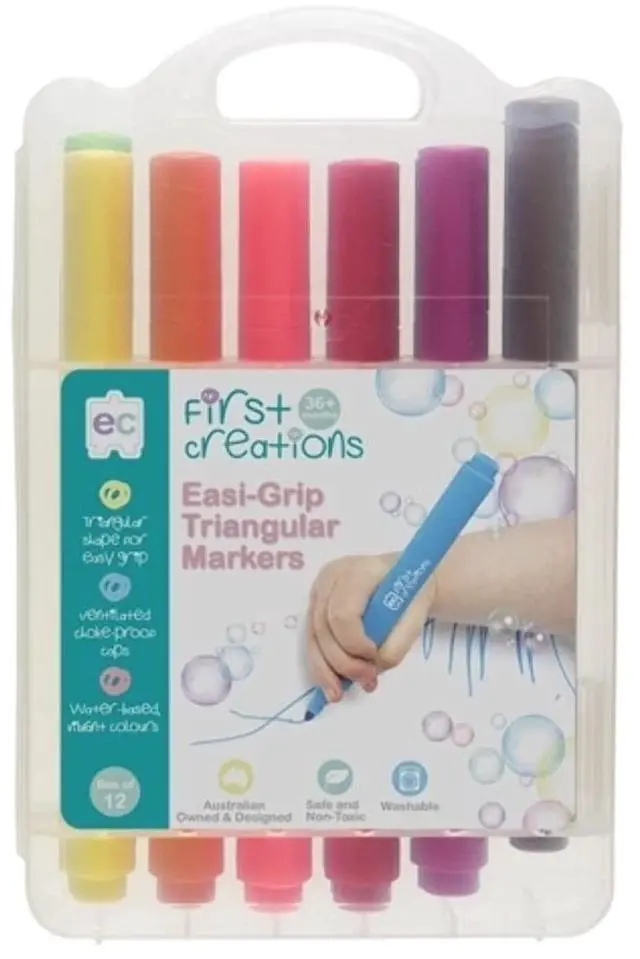 Main image of First Creations Easi Grip Triangular Markers 12-Pieces