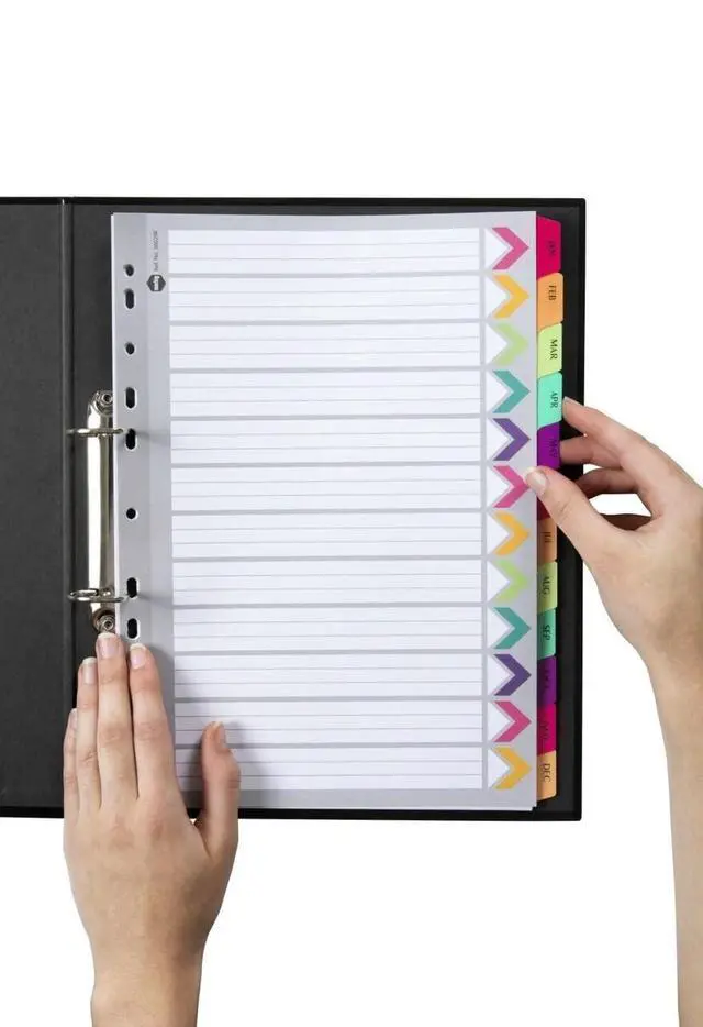 Alt view image 2 of 3 - Marbig 36029F Dividers Reinforced Manilla A4 Fluoro Jan-Dec Tab White