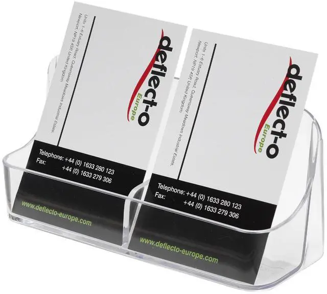 Main image of Deflecto | Clear Acrylic 2 Pocket Desktop Business Card Holder | Landscape Business Card Display for Home, Business & Exhibition | Up to 100 Cards