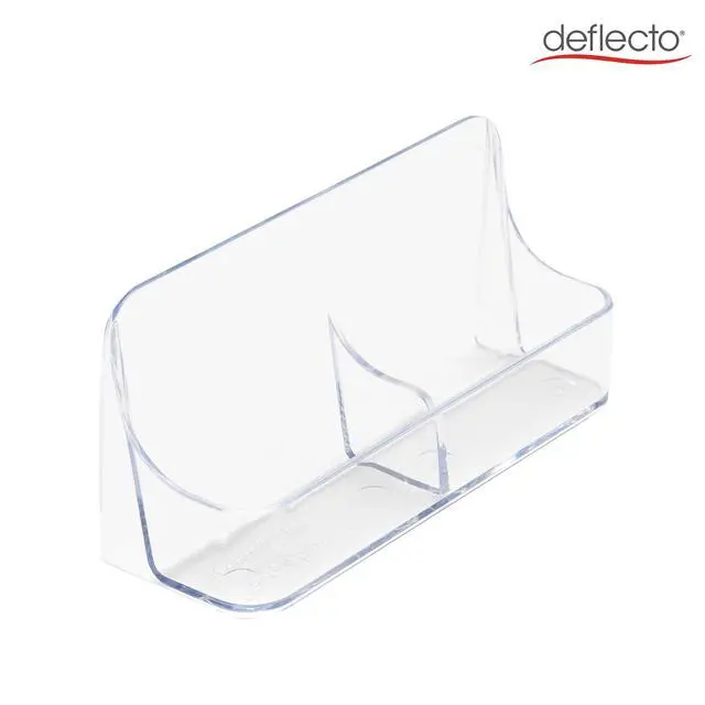 Alt view image 5 of 7 - Deflecto | Clear Acrylic 2 Pocket Desktop Business Card Holder | Landscape Business Card Display for Home, Business & Exhibition | Up to 100 Cards