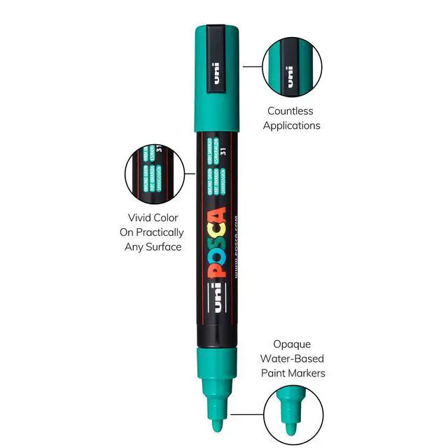 Alt view image 3 of 7 - POSCA® PC-5M Paint Marker, Medium Reversible Tip (1.8-2.5mm), Emerald Green