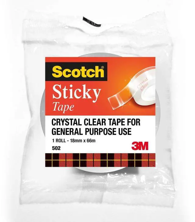 Main image of Scotch Sticky Tape, Crystal Clear, General Purpose, 18 mm x 66 m, 1 Roll (502)
