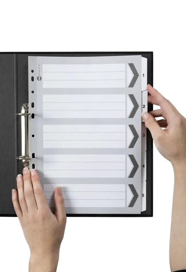 Alt view image 4 of 5 - Marbig 35111F Dividers Reinforced Manilla A4 Grey 1-5 Tab White