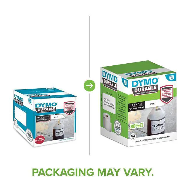 Alt view image 3 of 7 - DYMO LW Durable Industrial Labels for LabelWriter 4XL Label Printers, White Poly, 4-1/16 x 6-1/4, Roll of 200 (1933086)