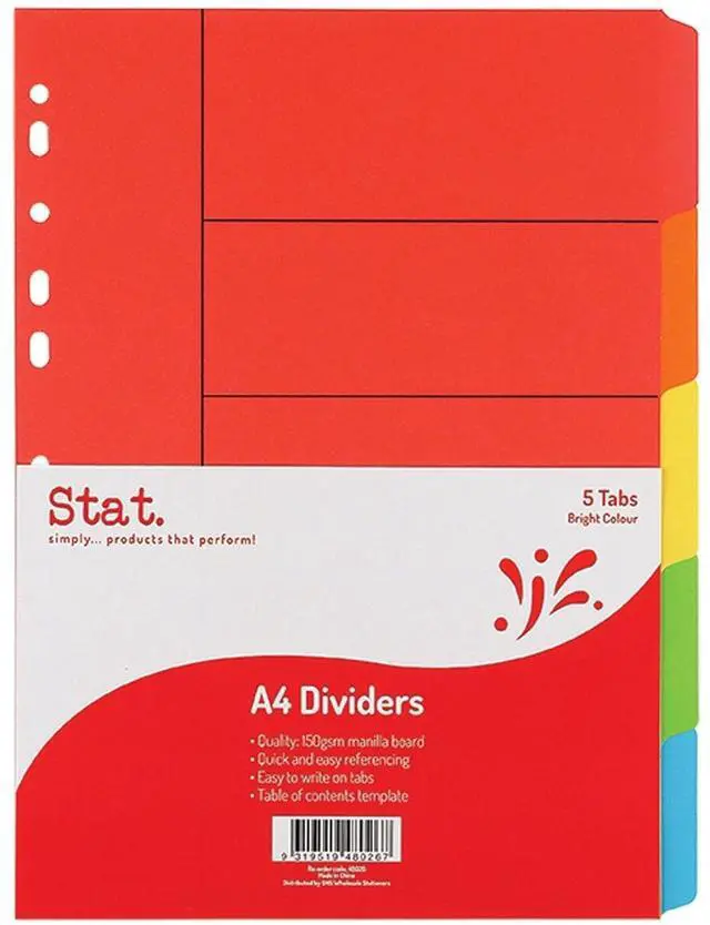 Main image of Stat A4 Manilla 5 Tabs Divider