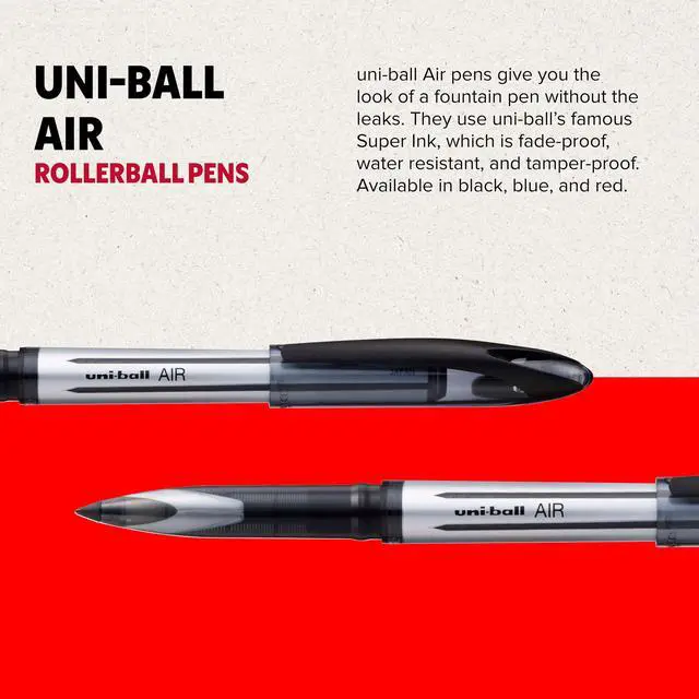 Alt view image 2 of 6 - uni-ball UB-188-Micro Fountain Pen Tip 0.5mm Air Rollerball Pens, Red Gel, 12 Pack