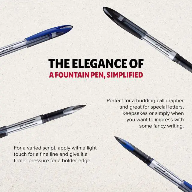 Alt view image 3 of 6 - uni-ball UB-188-Micro Fountain Pen Tip 0.5mm Air Rollerball Pens, Red Gel, 12 Pack