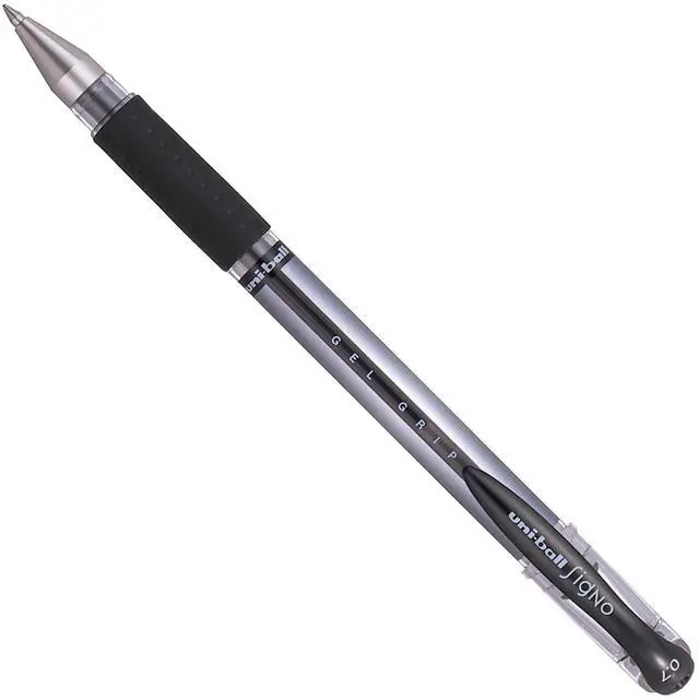 Main image of uni-ball UM-151S Gel Grip Rollerball Pens. Premium Medium 0.7mm Ballpoint Nib for Super Smooth Handwriting, School, Journaling and Note Taking. Fade & Water Resistant Uni Super Ink. Box of 12 Black
