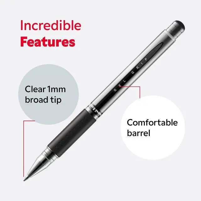 Alt view image 4 of 7 - uni-ball Gel Impact Pens, 0.7 mm, Black (12-Pack)