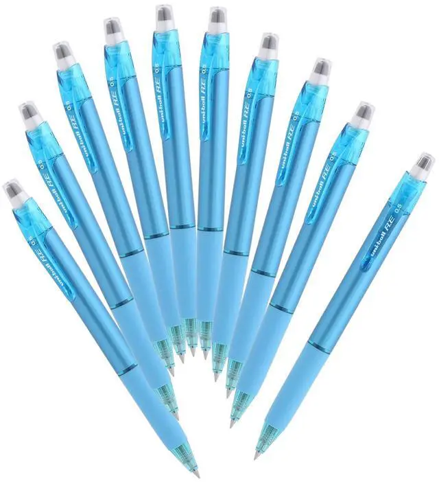 Main image of Mitsubishi Pencil URN18005.48 Erasable Ballpoint Pen Uni-Ball RE 0.5 Sky Blue 10 Pens