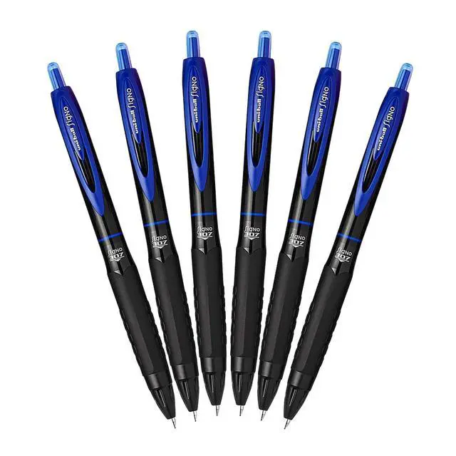 Alt view image 5 of 7 - uni-ball UMN-307 Signo RT Rollerball Pen, Blue Gel (Pack of 12)