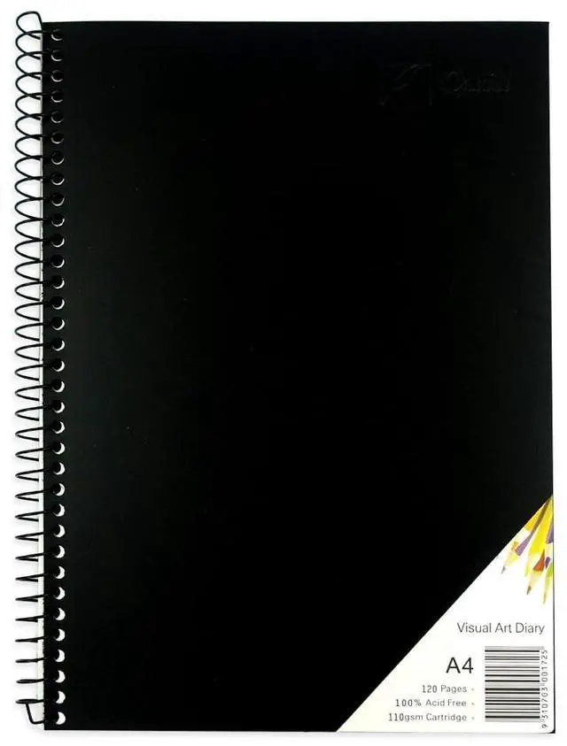 Main image of Quill, Visual Art Diary, PP, 110gsm, A4, 120 Pages, Black