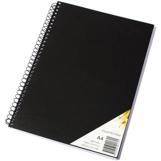 Alt view image 2 of 7 - Quill, Visual Art Diary, PP, 110gsm, A4, 120 Pages, Black