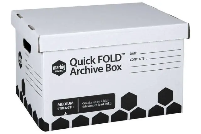 Alt view image 2 of 5 - Marbig Quickfold Archive Box with Lid, White/Black