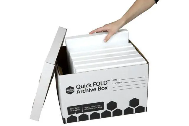 Alt view image 5 of 5 - Marbig Quickfold Archive Box with Lid, White/Black