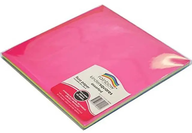 Main image of Rainbow Premium Fluro Squares 85 GSM Single Sided Kinder 100 Paper Sheets, Assorted, 250 mm