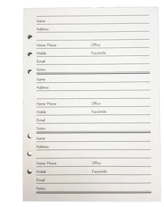 Main image of Cumberland 11033 Address Book Refill A5 Punched for 6 Ring Binder Pack 64,White