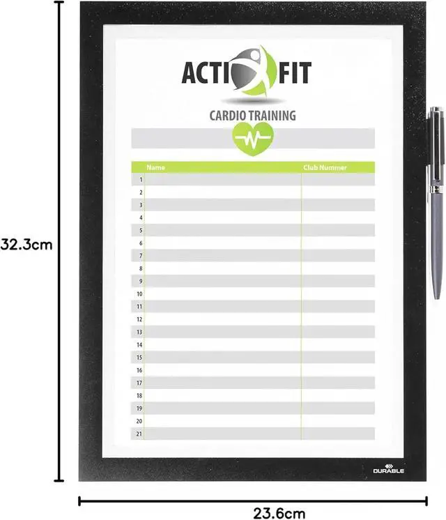 Alt view image 3 of 6 - Durable DURAFRAME Note Self-Adhesive Magnetic Frame | A4 Format in Black | Pack of 1 Frames | Includes Universal Pen Holder |