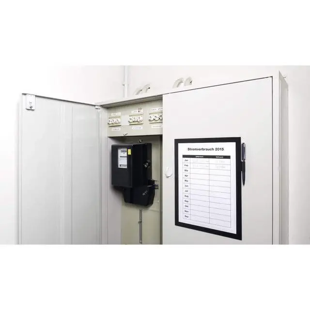 Alt view image 6 of 6 - Durable DURAFRAME Note Self-Adhesive Magnetic Frame | A4 Format in Black | Pack of 1 Frames | Includes Universal Pen Holder |