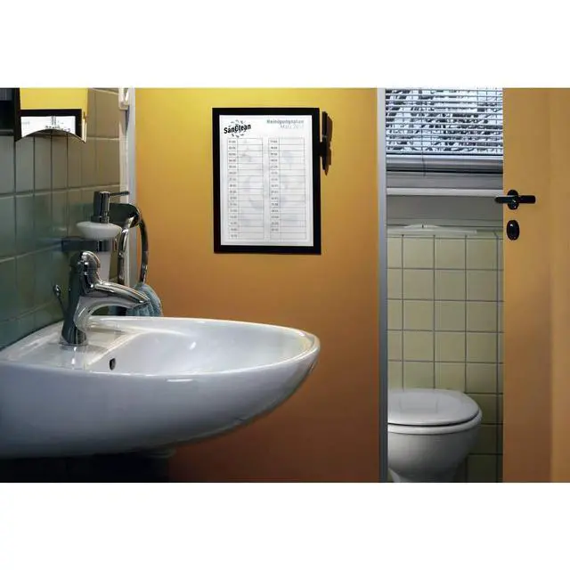 Alt view image 5 of 6 - Durable DURAFRAME Note Self-Adhesive Magnetic Frame | A4 Format in Black | Pack of 1 Frames | Includes Universal Pen Holder |