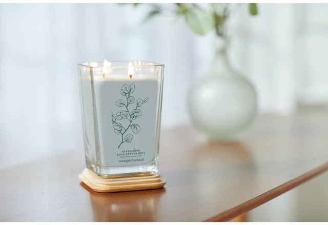 Alt view image 3 of 7 - Yankee Candle Refreshing Eucalyptus & Mint Well Living Collection Large Square Candle 19.5 oz.