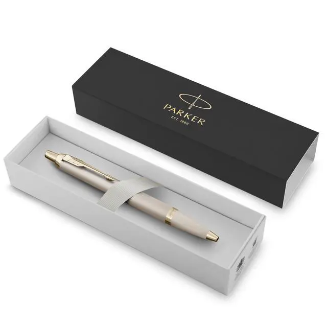 Alt view image 2 of 7 - Parker IM Monochrome Ballpoint Pen Champagne Finish Medium Point Blue Ink Includes Gift Box