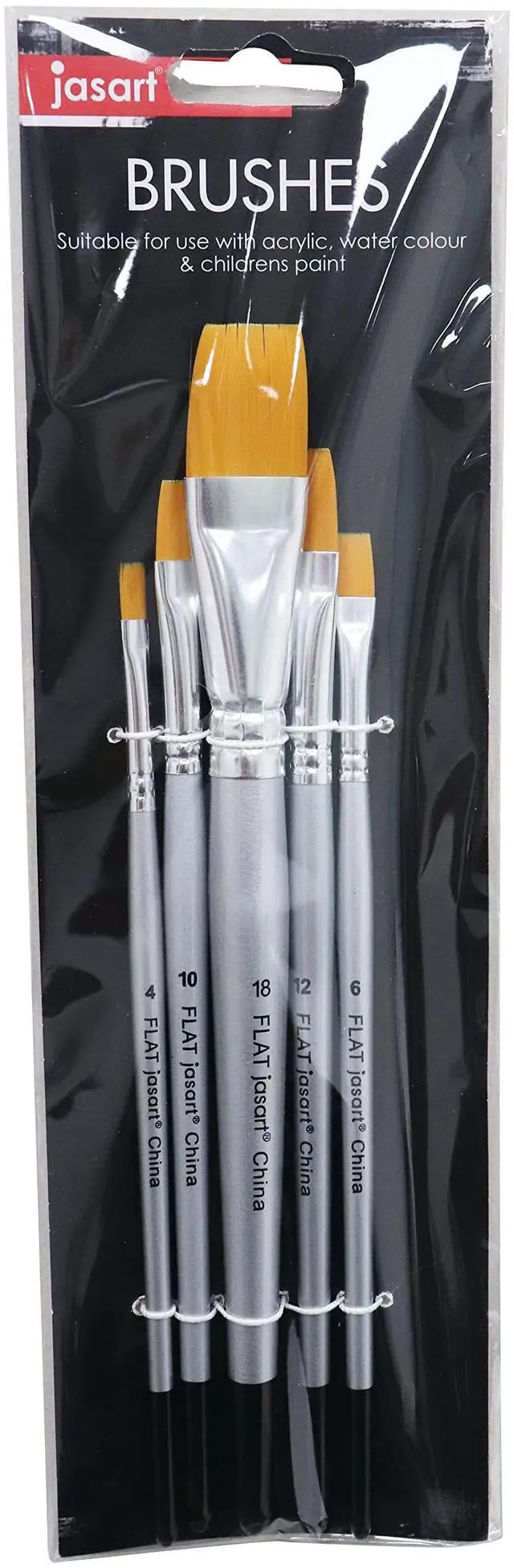 Main image of Jasart Gold Taklon Flat Brush (5 Pieces Set)