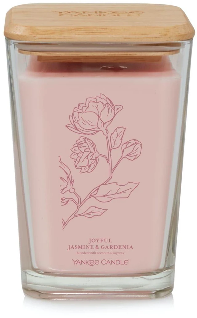 Main image of Yankee Candle Joyful Jasmine & Gardenia Well Living Collection Large Square Candle 19.5 oz. Light Pink