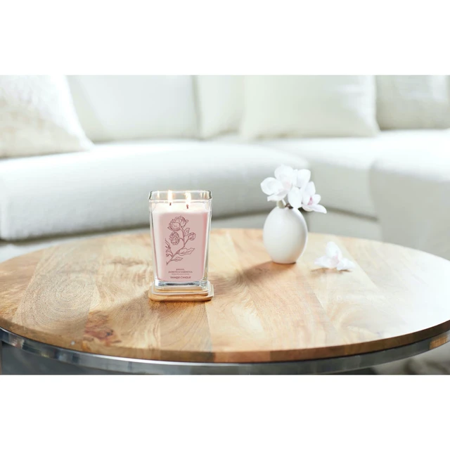 Alt view image 3 of 7 - Yankee Candle Joyful Jasmine & Gardenia Well Living Collection Large Square Candle 19.5 oz. Light Pink