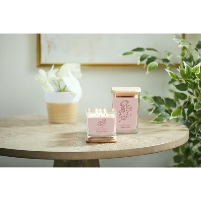 Alt view image 4 of 7 - Yankee Candle Joyful Jasmine & Gardenia Well Living Collection Large Square Candle 19.5 oz. Light Pink