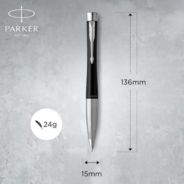 Alt view image 3 of 7 - Parker Urban Twist Ballpoint Pen | Muted Black with Chrome Trim | Medium Point Blue Ink Refill | Gift Box