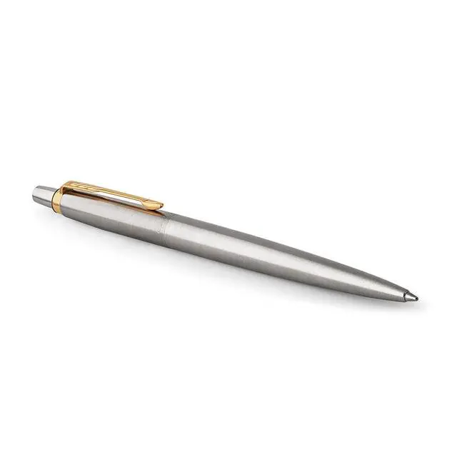 Alt view image 3 of 7 - Parker Jotter Duo Gift Set with Ballpoint Pen & Fountain Pen, Stainless Steel with Gold Trim, Blue Ink Refill & Cartridges, Gift Box