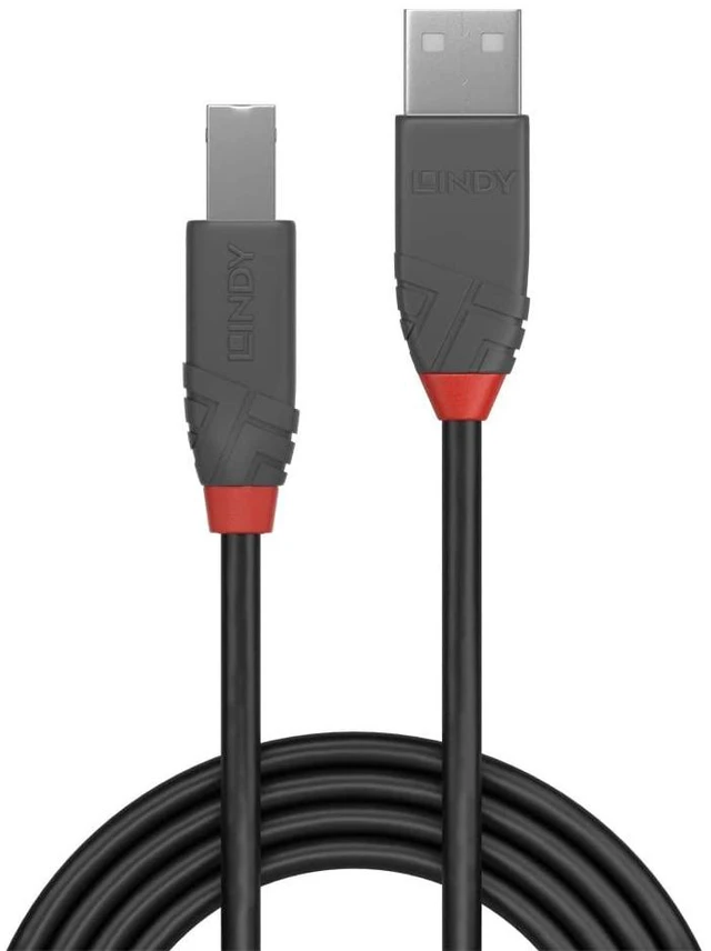 Alt view image 7 of 9 - Lindy 5m USB 2.0 Type A to B Cable, Anthra Line 36675