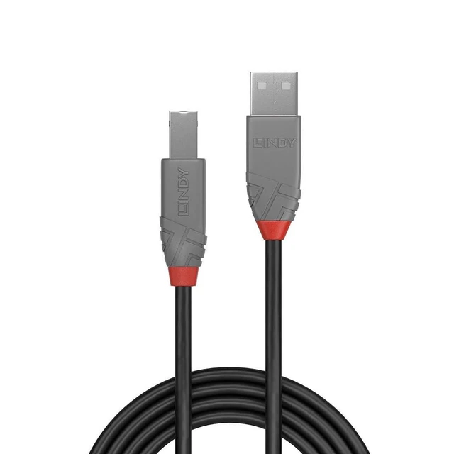 Alt view image 3 of 8 - Lindy 2m USB 2.0 Type A to B Cable, Anthra Line 36673