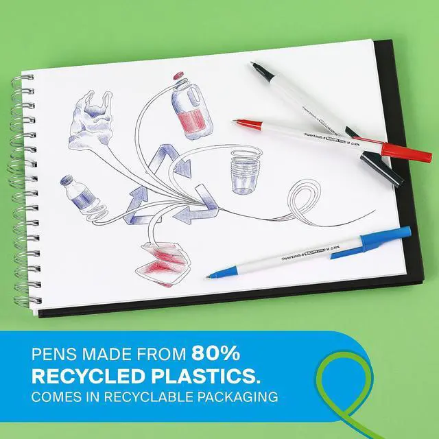 Alt view image 3 of 7 - Paper Mate Kilometrico Ballpoint Pens | Long Writing with Medium Point (1.0mm) | Black Ink | 80% Recycled Plastic | 50 Count